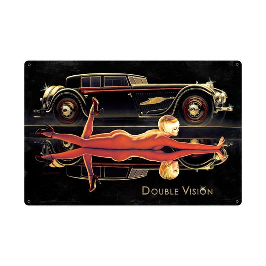 Double Vision xl, Pinup Girls, XL metal Sign, 24 X 36 Inches