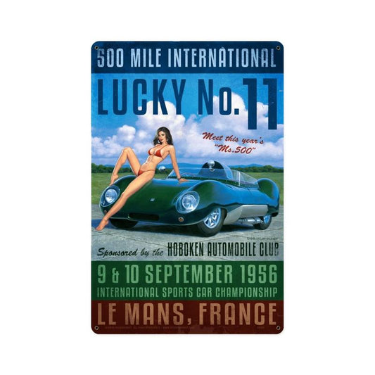 Lucky Number Eleven, Pinup Girls, Metal Sign, 12 X 18 Inches