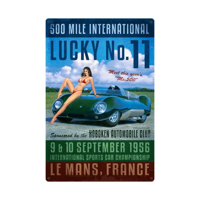 Lucky Number Eleven, Pinup Girls, Metal Sign, 24 X 36 Inches