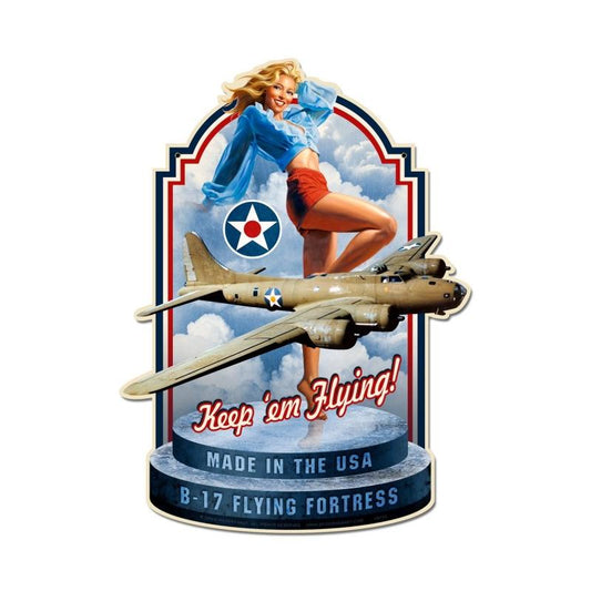 Made In The USA, Pinup Girls, Custom Metal Shape, 13 X 18 Inches