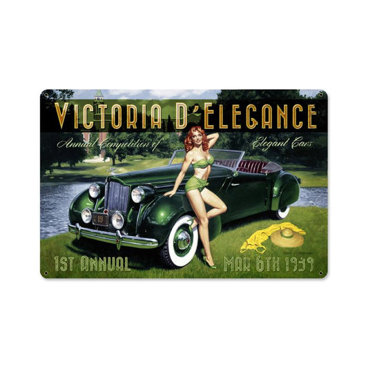 Victoria D Elegance, Pinup Girls, Metal Sign, 18 X 12 Inches