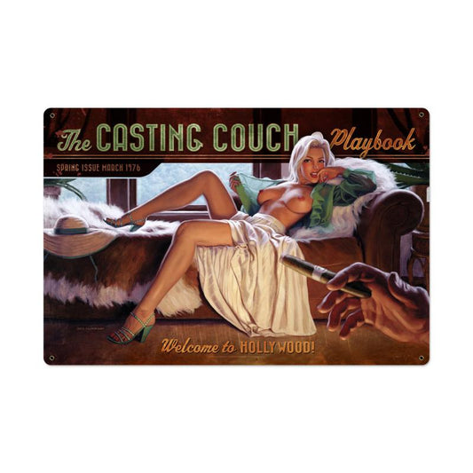 Casting Couch, Pinup Girls, Metal Sign, 36 X 24 Inches