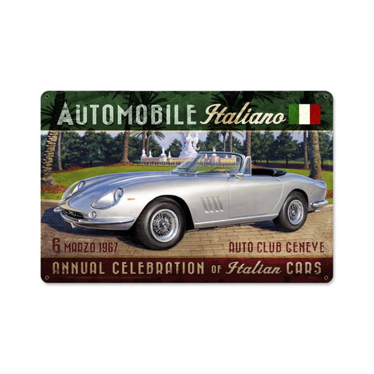 Automobile Italiano Large, , Vintage Metal Sign, 36 X 24 Inches