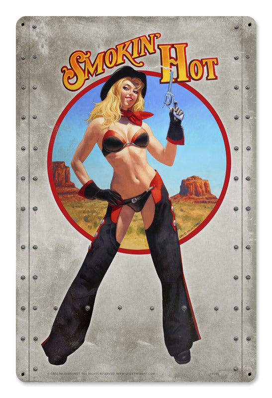Smokin' Hot, Licensed Products/American Beauties by Greg Hildebrandt, Metal Sign, 12 X 18 Inches