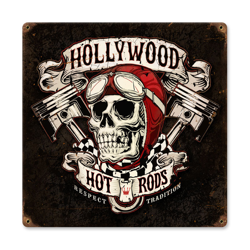 Skull Pistons, Automotive, Vintage Metal Sign, 12 X 12 Inches