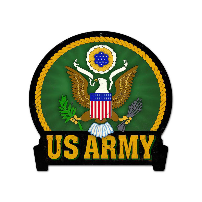 Army, Allied Military, Round Banner Metal Sign, 16 X 15 Inches