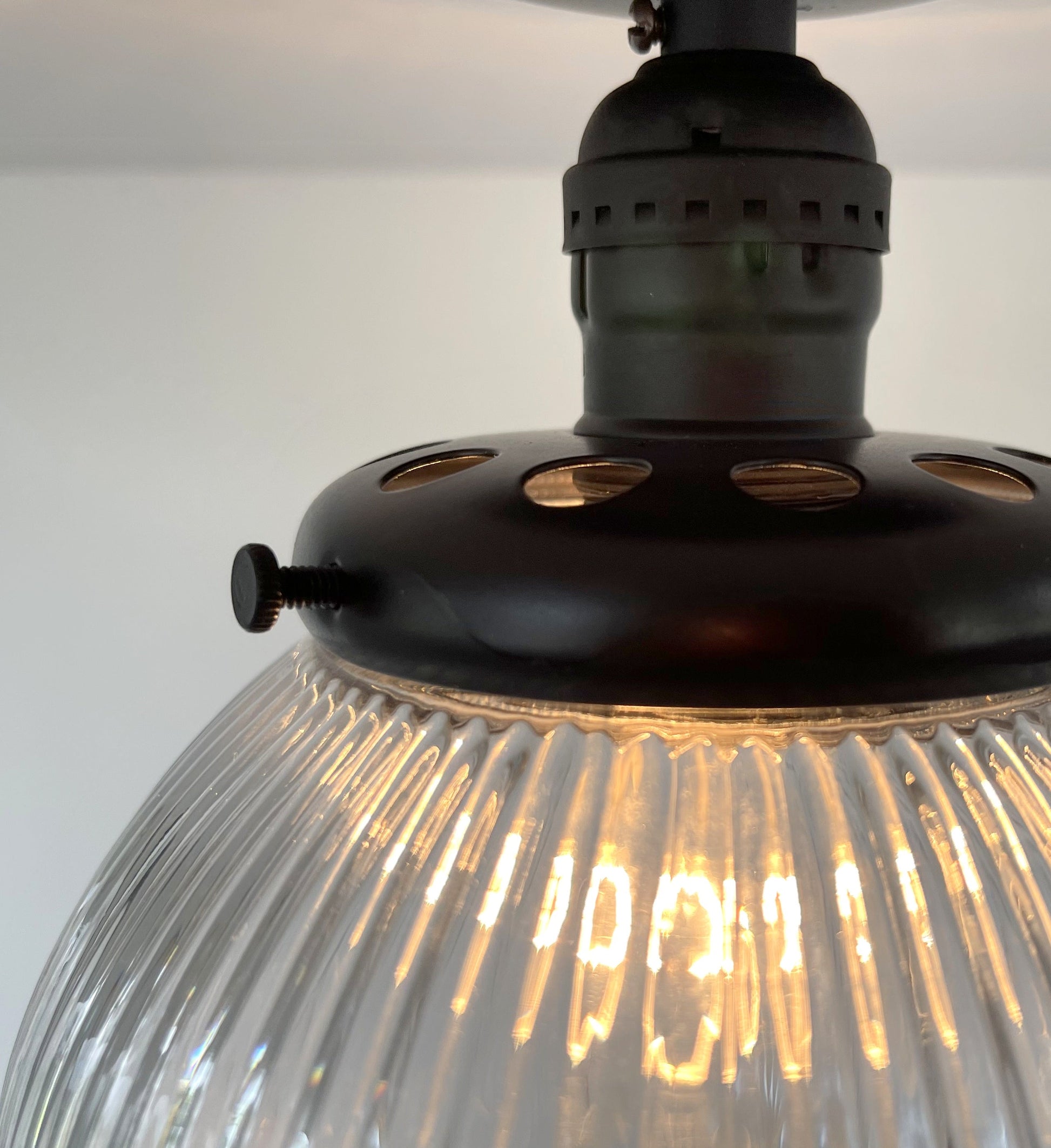 Modern Holophane Glass Ceiling Light