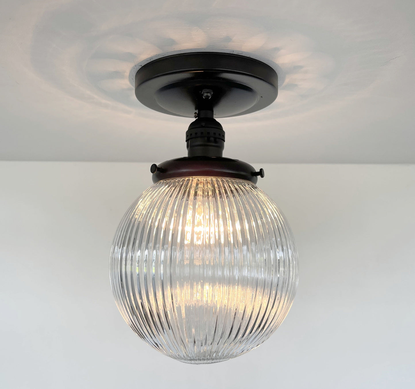 Modern Holophane Glass Ceiling Light
