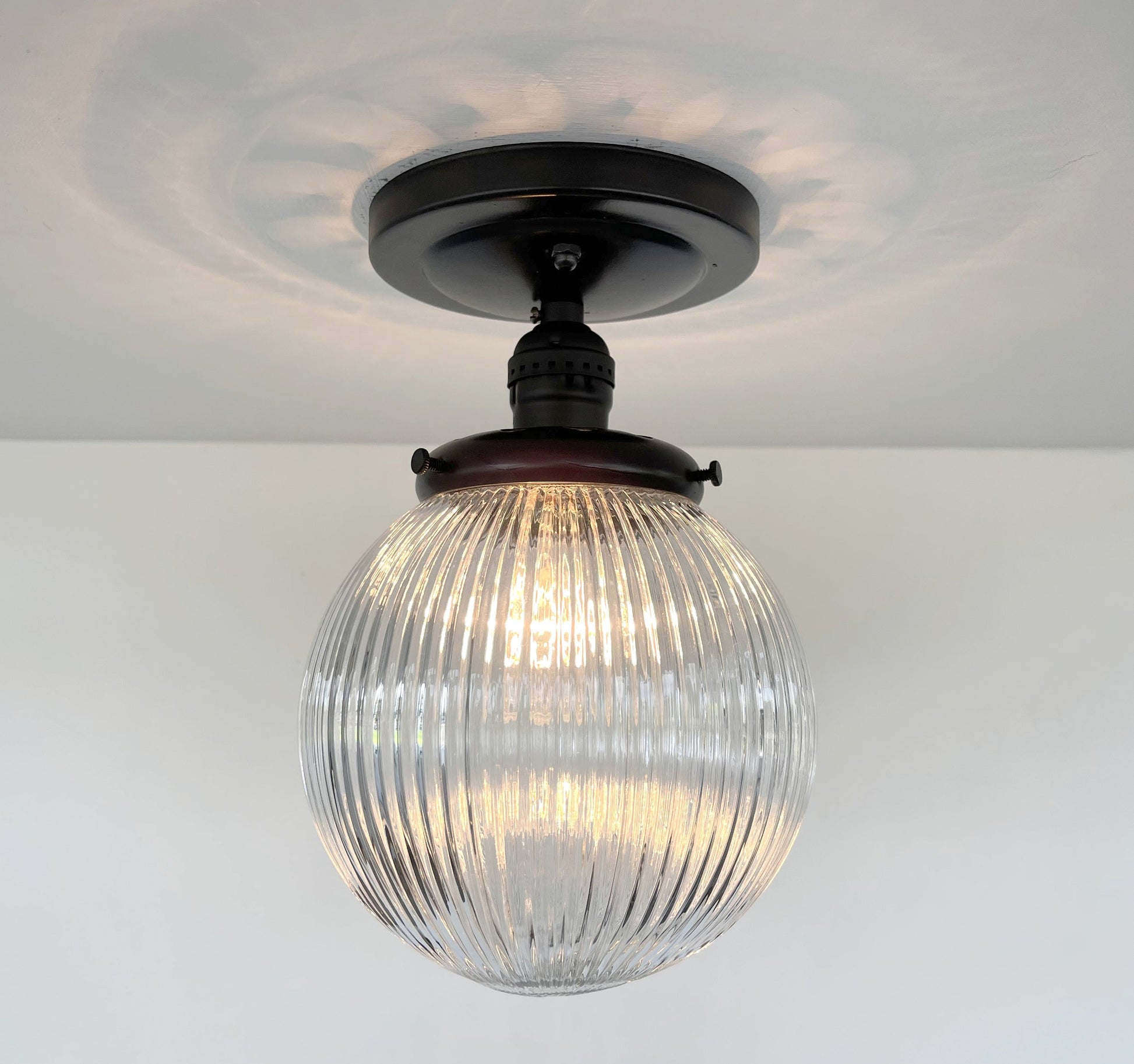 Modern Holophane Glass Ceiling Light