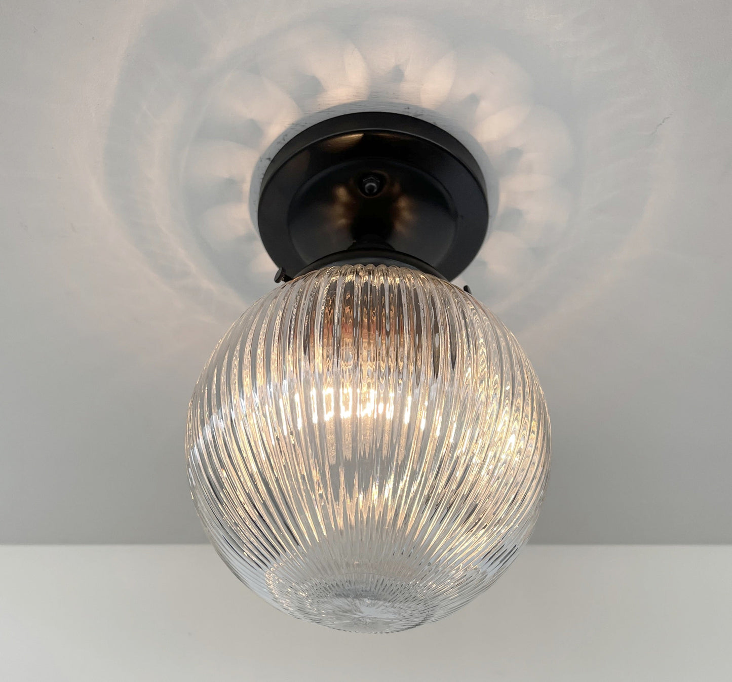 Modern Holophane Glass Ceiling Light