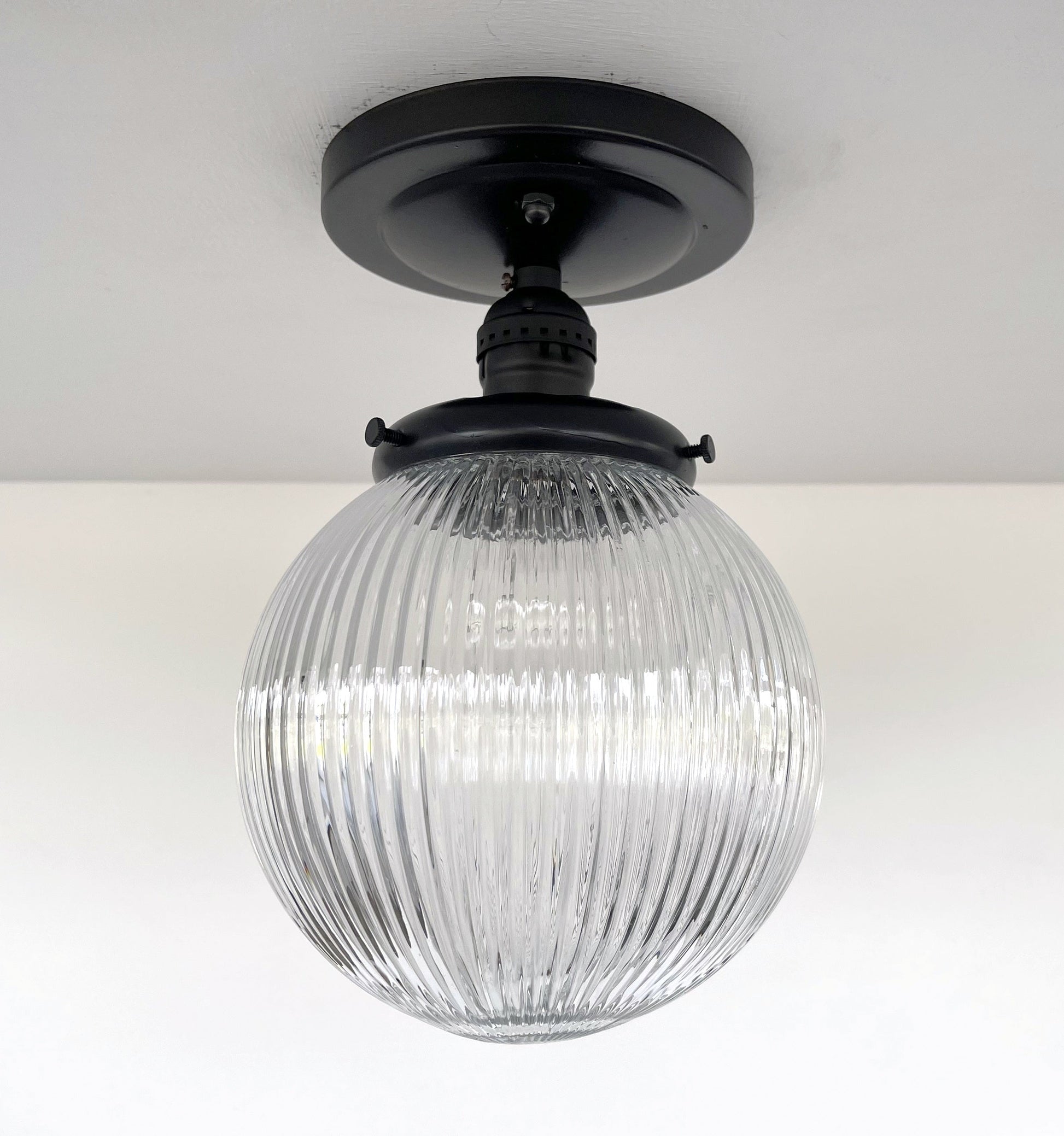 Modern Holophane Glass Ceiling Light