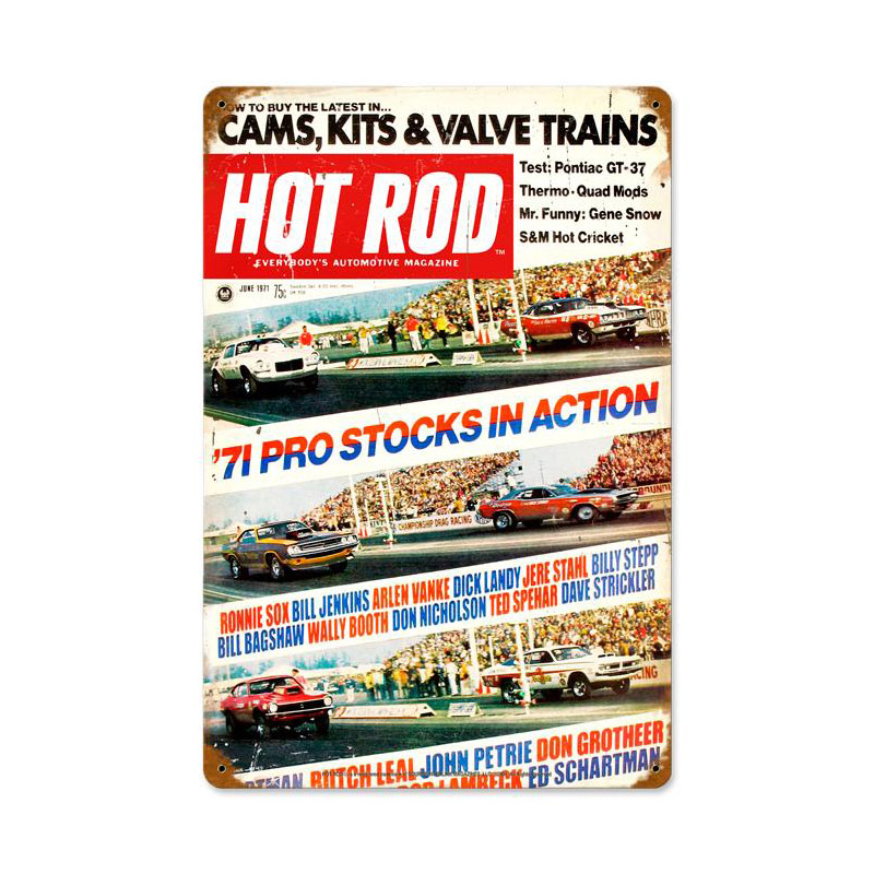 Pro Stocks (Jun. 1971), Automotive, Vintage Metal Sign, 12 X 18 Inches