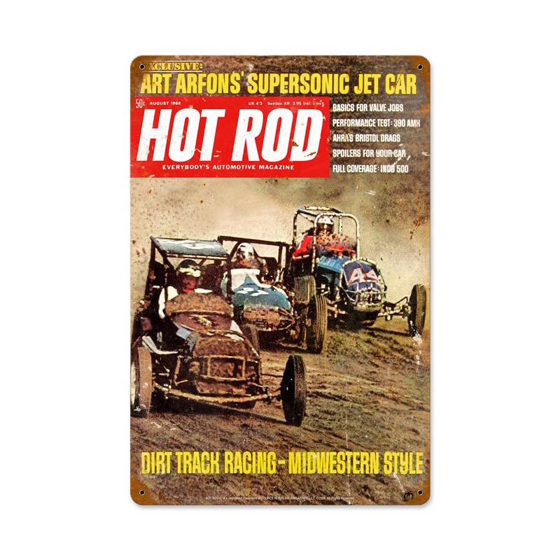 Dirt Track (Aug. 1968), Automotive, Vintage Metal Sign, 12 X 18 Inches