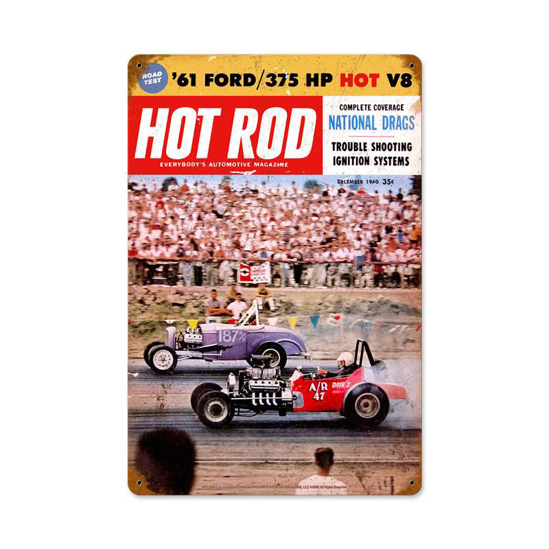 National Drags (Dec. 1960), Automotive, Vintage Metal Sign, 12 X 18 Inches
