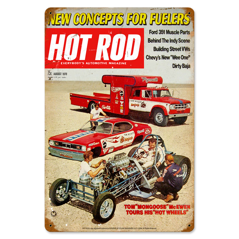 August 1970 Cover, Automotive, Vintage Metal Sign, 12 X 18 Inches