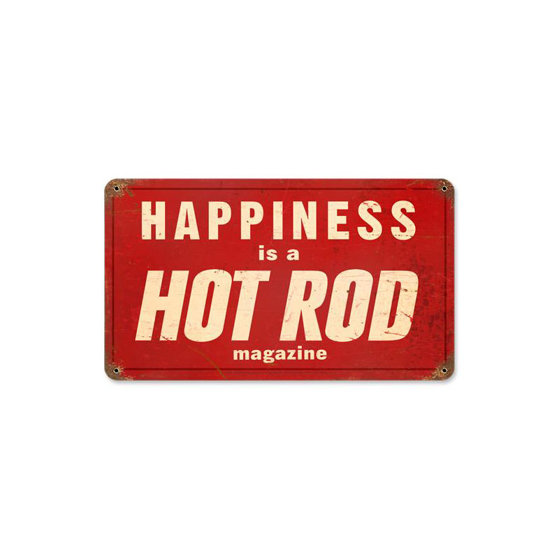 Hot Rod Happiness, Automotive, Vintage Metal Sign, 8 X 14 Inches