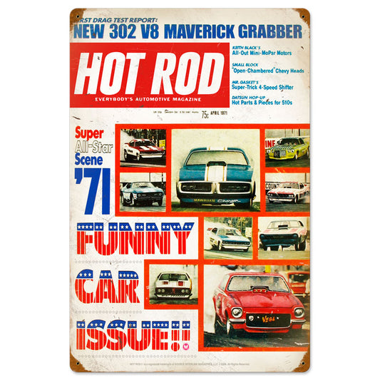 Funny Cars, Automotive, Vintage Metal Sign, 16 X 24 Inches