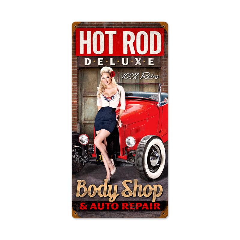 Body Shop, Automotive, Vintage Metal Sign, 12 X 24 Inches