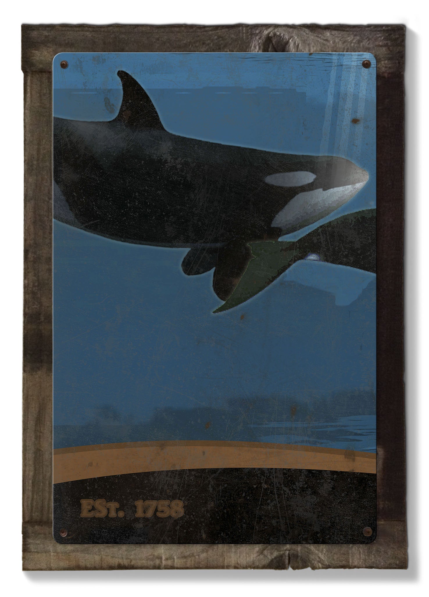Killer Whale, Orca, METAL Triptych, Optional Rustic Wood Frame, Whale Watching, Wall Art, Ocean, Nautical