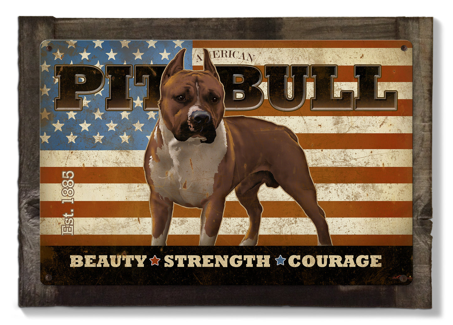 American Pit Bull,  Dog, METAL Sign, Optional Reclaimed BarnWood Frame, American Steel, Wall Decor, Wall Art, Vintage