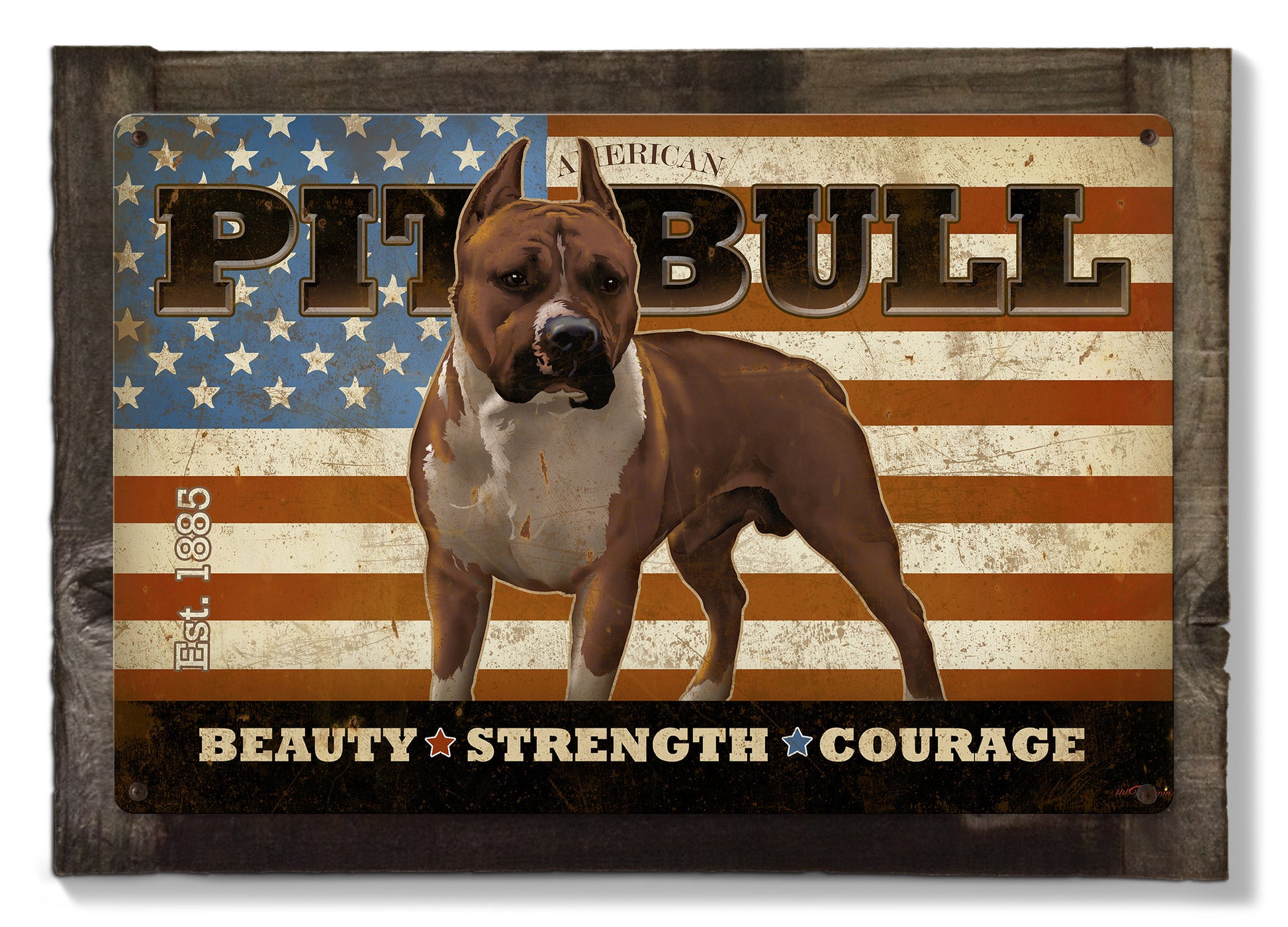 American Pit Bull,  Dog, METAL Sign, Optional Reclaimed BarnWood Frame, American Steel, Wall Decor, Wall Art, Vintage