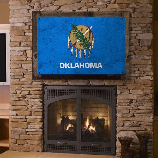 Oklahoma State Flag, "Oklahoma is OK", Metal Sign, Metal Sign, Optional Rustic Wood Frame, Wall Decor, Wall Art, FREE SHIPPING!