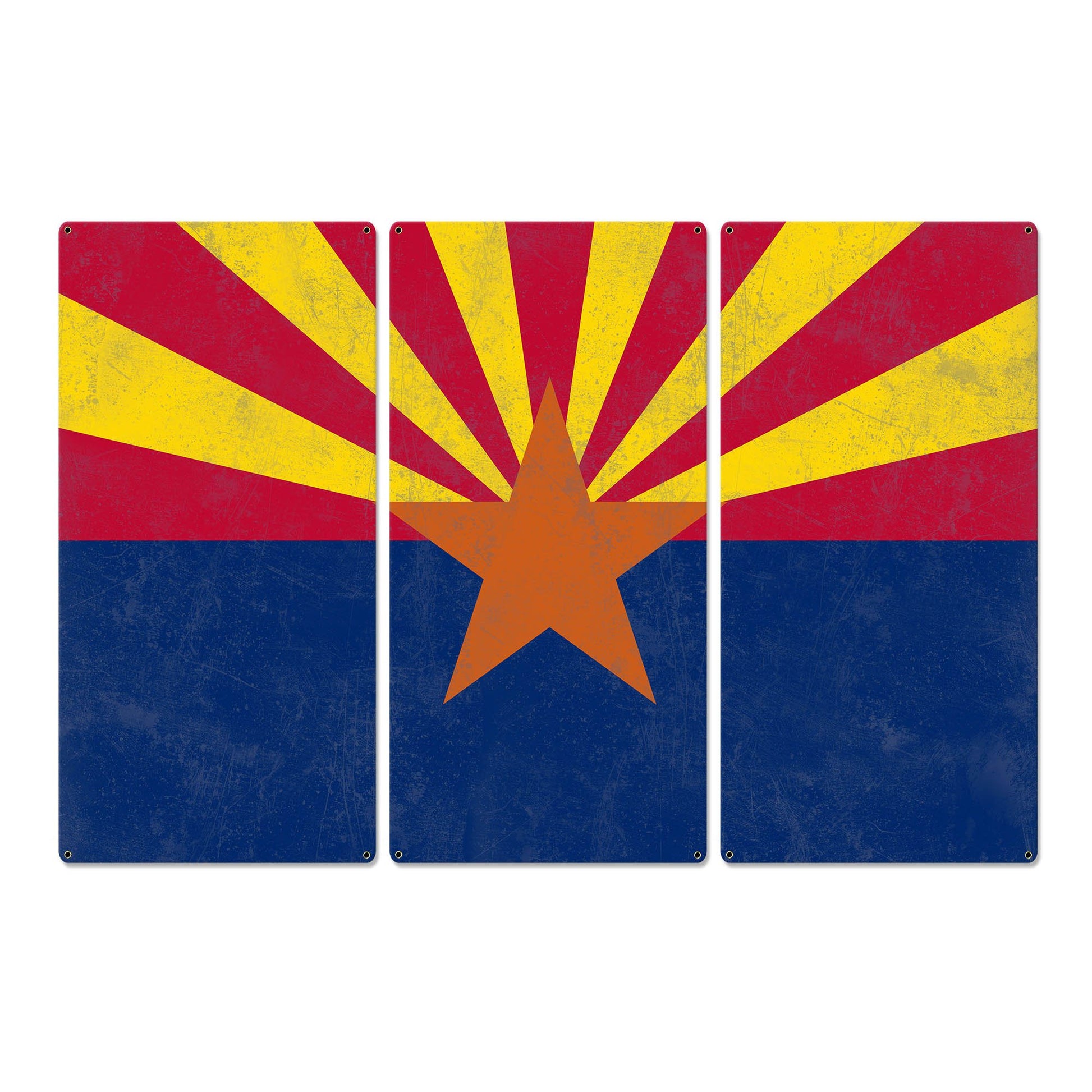 Arizona State Flag, The Grand Canyon State, Triptych Metal Sign, Wall Decor, Wall Art, Vintage, 54"x36"