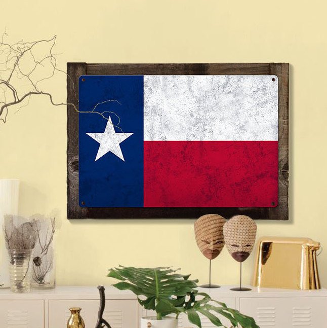 Texas State Flag, The Lone Star State, Metal Sign, Optional Rustic Wood Frame, Wall Decor, Wall Art, Vintage, Rustic, FREE SHIPPING!