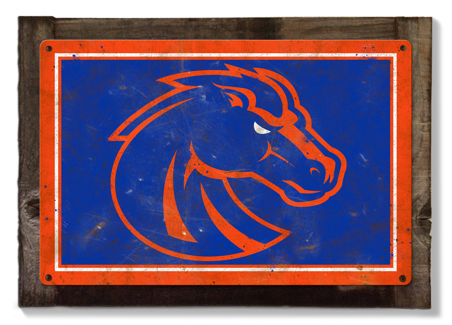 Boise State Broncos, Wall Art, Rustic Metal Sign, Optional Rustic Wood Frame, College Teams, Mascots, and Sports