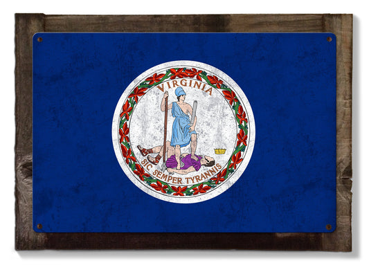 Virginia State Flag, Virginia is for Lovers,  Metal Sign, Optional Rustic Wood Frame, Wall Decor, Wall Art, Vintage, Rustic, FREE SHIPPING!