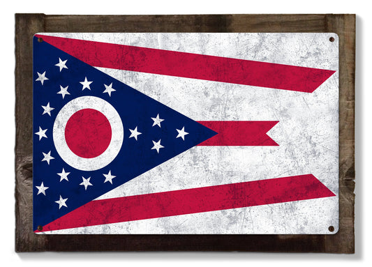 Ohio State Flag, First in Aviation, Metal Sign, Metal Sign, Optional Rustic Wood Frame, Wall Decor, Wall Art, FREE SHIPPING!