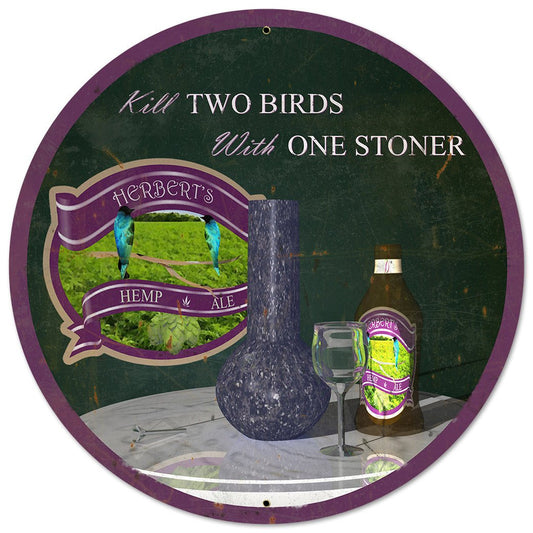 Herbert's Hemp Ale Round Metal Sign 28", 14"