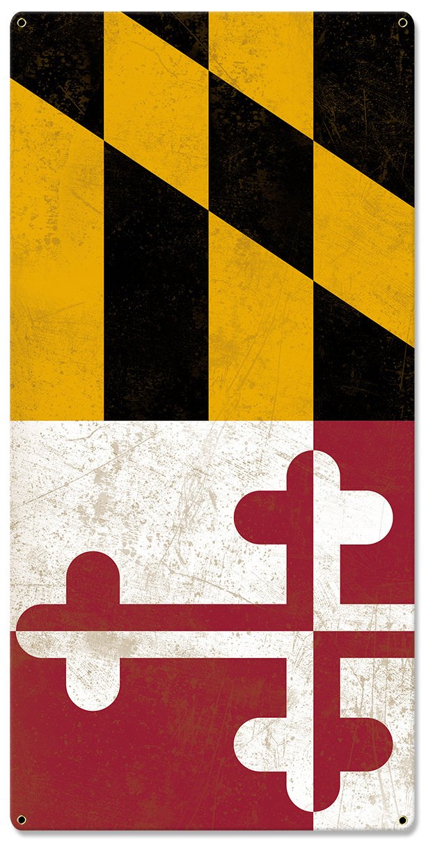 Maryland State Flag, Go to Maryland, Triptych Metal Sign, Wall Decor, Wall Art, Vintage, 54"x36"