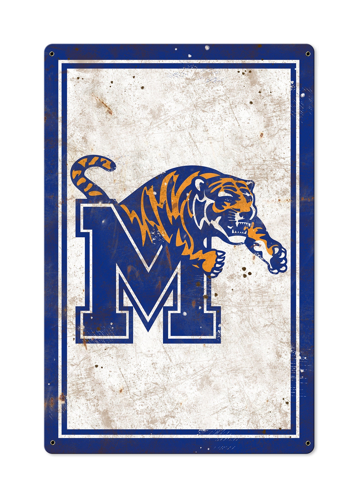 Memphis Tigers, Wall Art, Rustic Metal Sign, Optional Rustic Wood Frame, College Teams, Mascots, and Sports