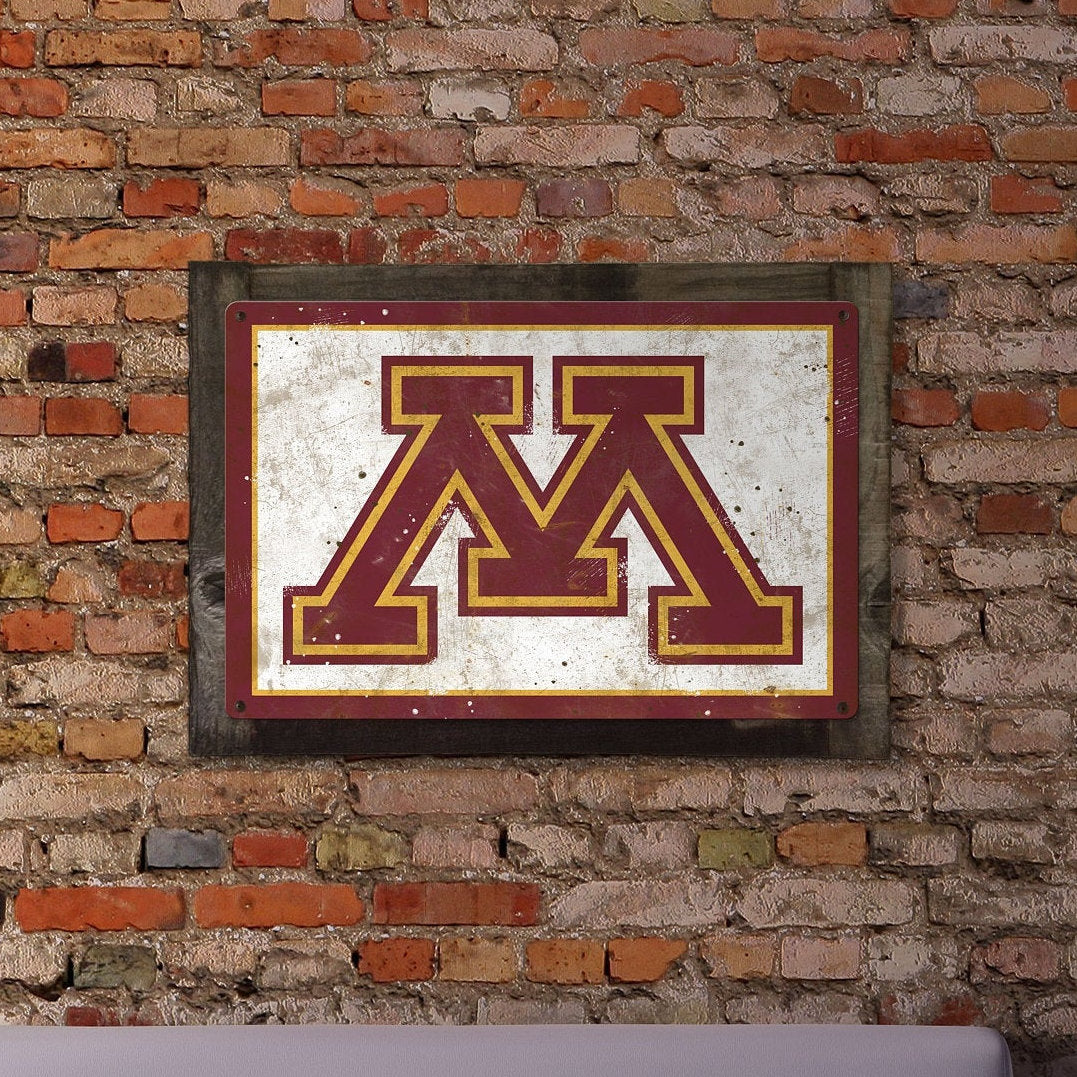 Minnesota Golden Gophers, Wall Art, Rustic Metal Sign, Optional Rustic Wood Frame, College Teams, Mascots, and Sports