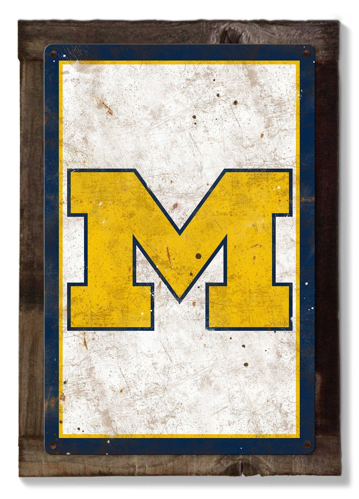 Michigan Wolverines, Wall Art, Rustic Metal Sign, Optional Rustic Wood Frame, College Teams, Mascots, and Sports
