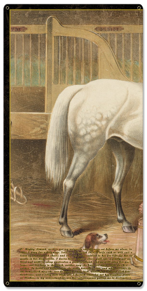 The Jockey's Prayer, With Prayer Text, Currier & Ives 1868, Horse Races, Triptych Metal Sign, Americana, Wall Decor, Wall Art 54"x36"