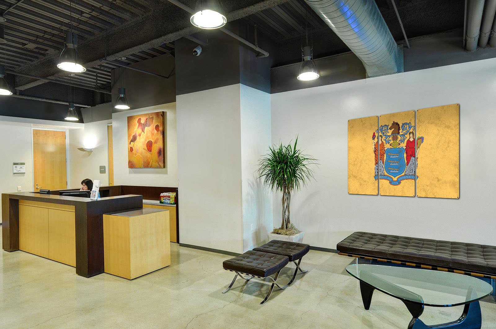 New Jersey State Flag, Liberty & Prosperity, Triptych Metal Sign, Wall Decor, Wall Art, Vintage, 54"x36"