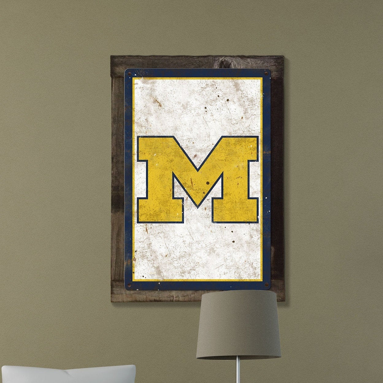 Michigan Wolverines, Wall Art, Rustic Metal Sign, Optional Rustic Wood Frame, College Teams, Mascots, and Sports