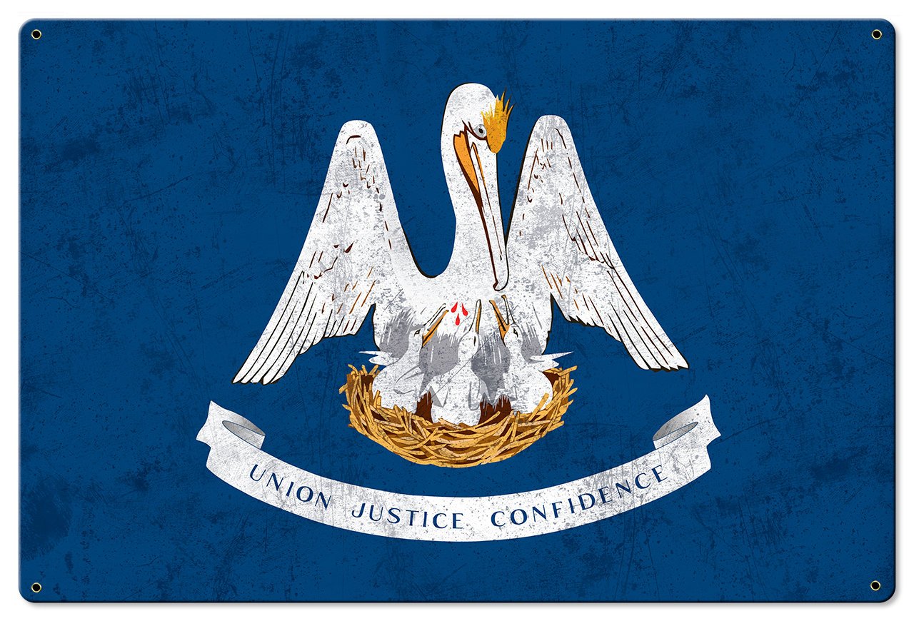 Louisiana State Flag, Union Justice Confidence, Metal Sign, Optional Rustic Wood Frame, Wall Decor, Wall Art, FREE SHIPPING!
