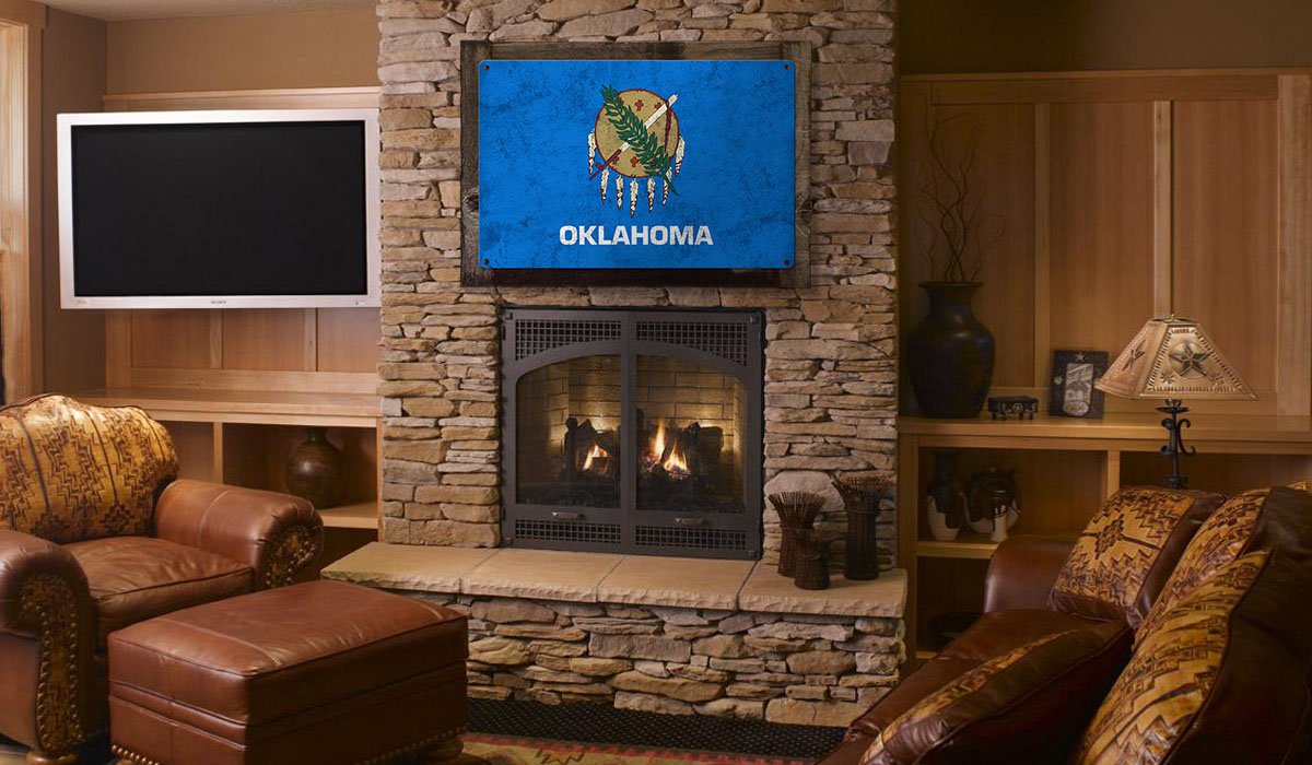 Oklahoma State Flag, "Oklahoma is OK", Metal Sign, Metal Sign, Optional Rustic Wood Frame, Wall Decor, Wall Art, FREE SHIPPING!