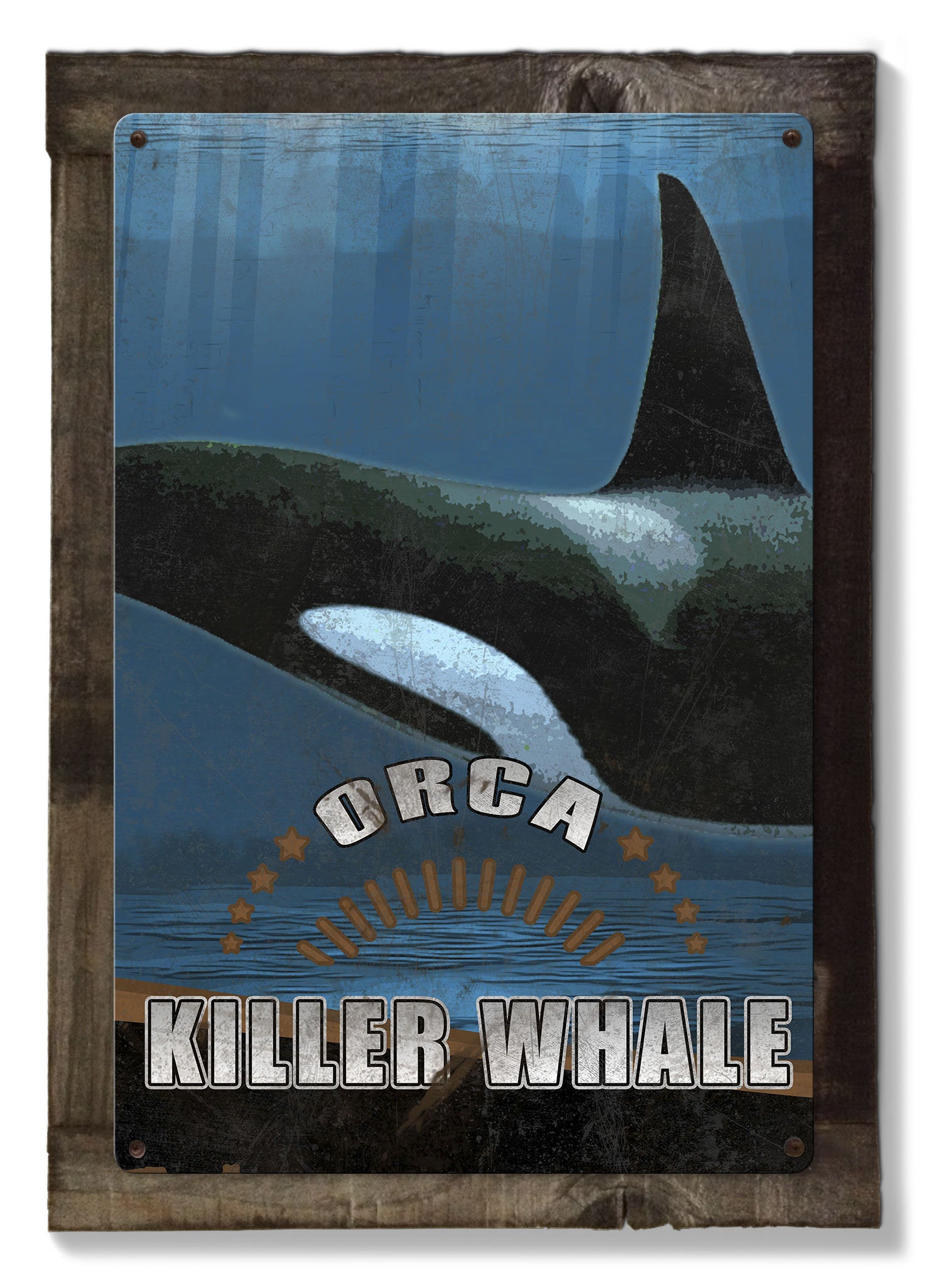 Killer Whale, Orca, METAL Triptych, Optional Rustic Wood Frame, Whale Watching, Wall Art, Ocean, Nautical