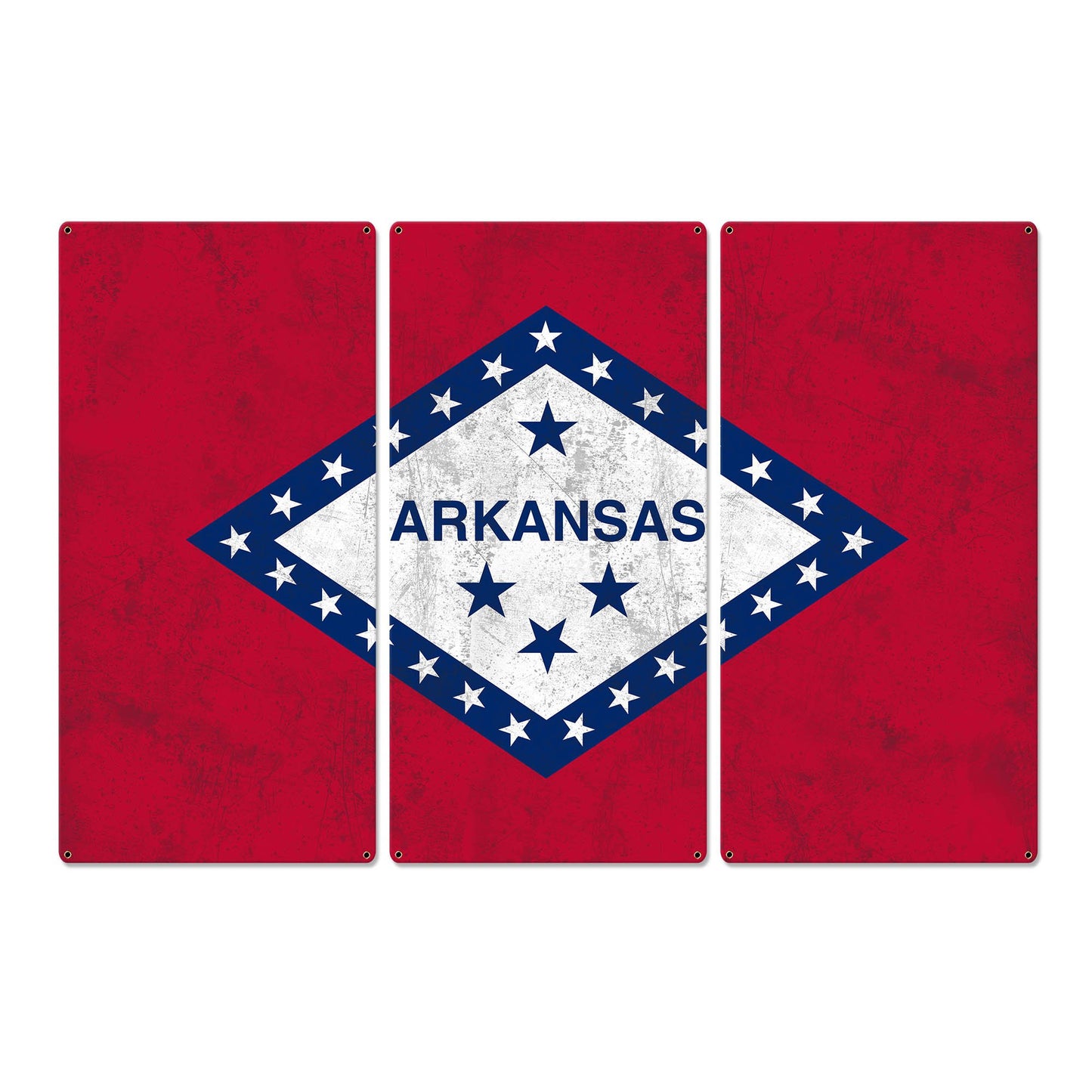 Arkansas State Flag, The Land of Opportunity, Triptych Metal Sign, Wall Decor, Wall Art, Vintage, 54"x36"