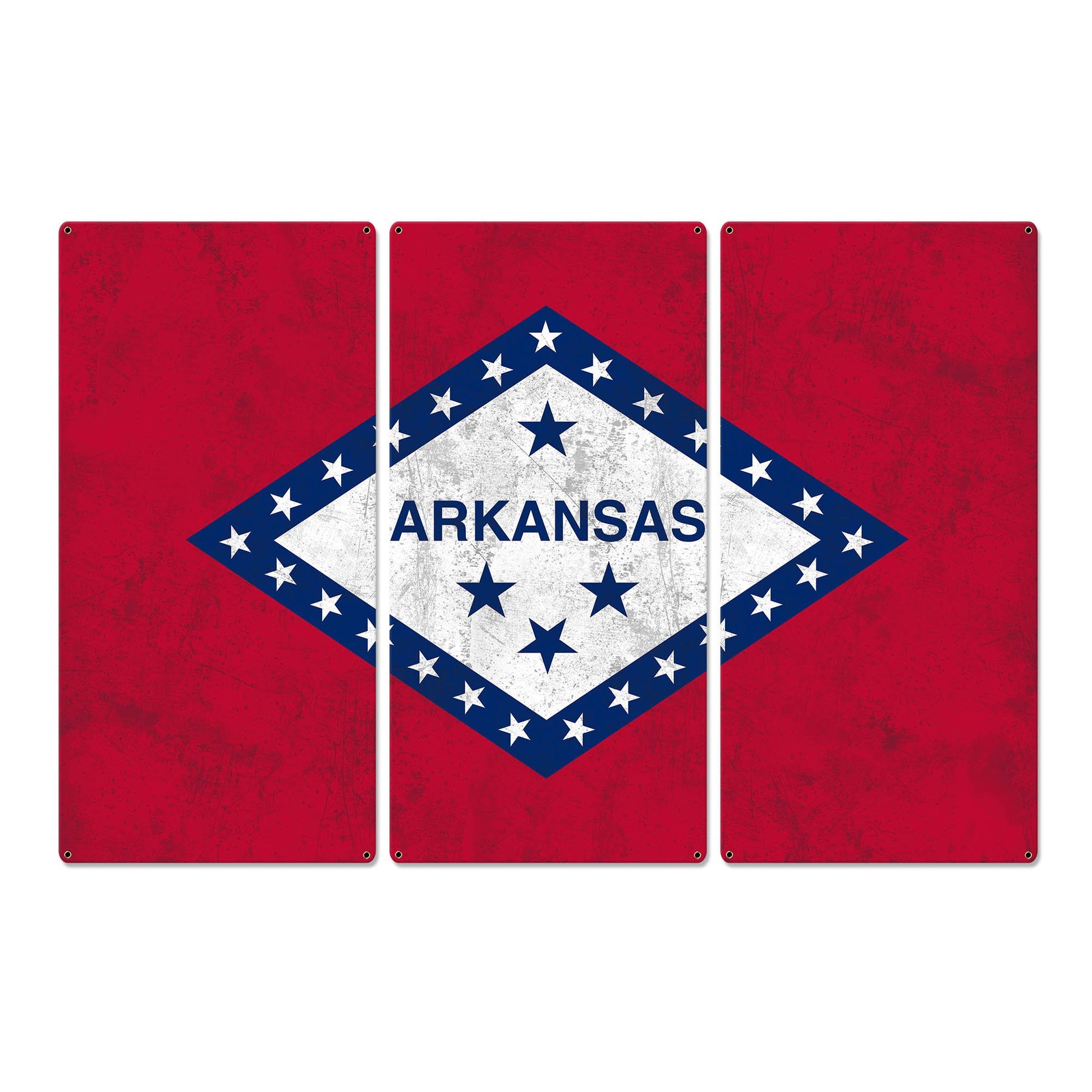 Arkansas State Flag, The Land of Opportunity, Triptych Metal Sign, Wall Decor, Wall Art, Vintage, 54"x36"