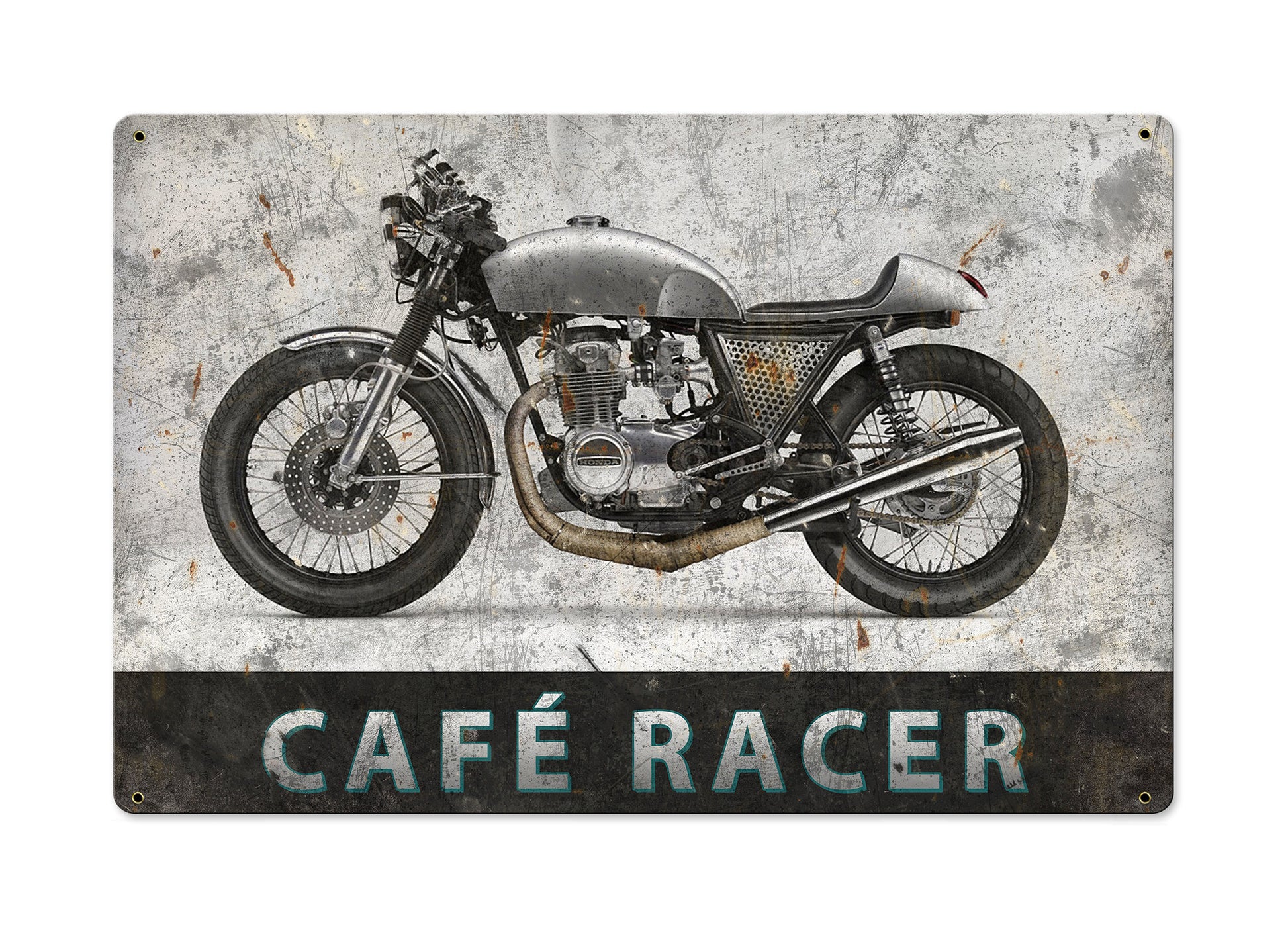 Cafe Racer, Honda, Motorcycle, METAL Sign, Optional Reclaimed BarnWood Frame, American Steel, Wall Decor, Wall Art, Vintage