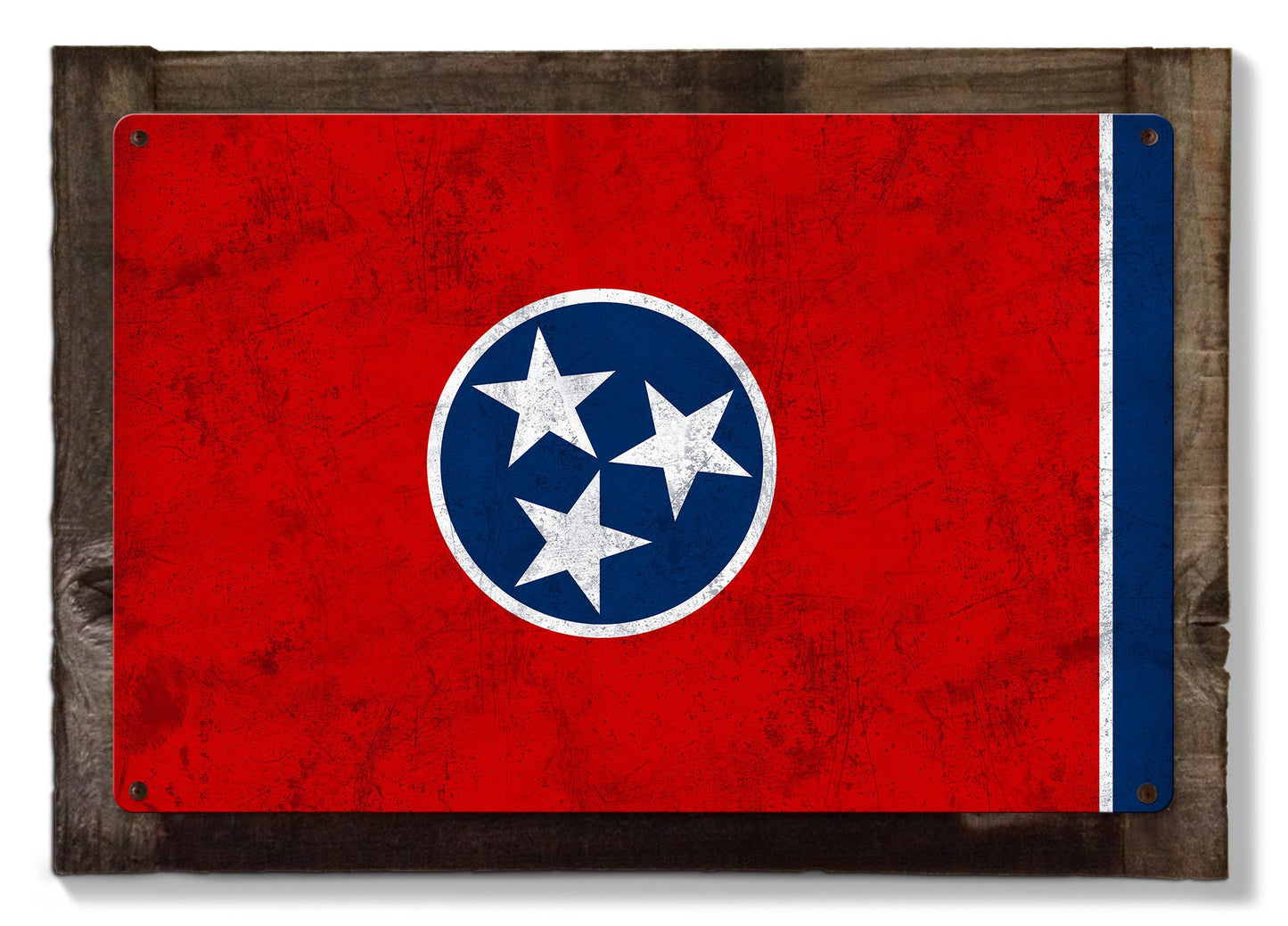 Tennessee State Flag, The Volunteer State,  Metal Sign, Optional Rustic Wood Frame, Wall Decor, Wall Art, Vintage, Rustic, FREE SHIPPING!