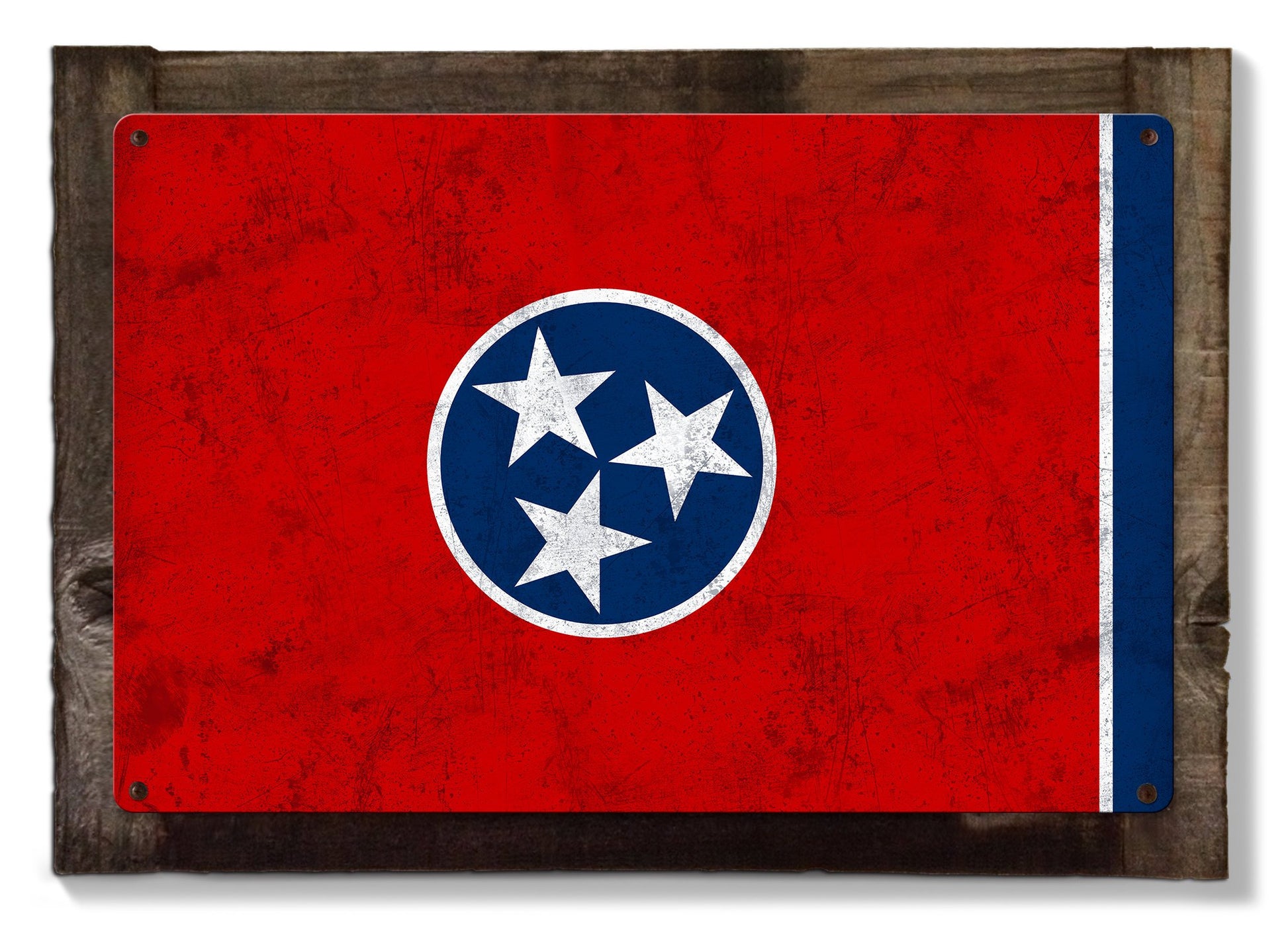 Tennessee State Flag, The Volunteer State,  Metal Sign, Optional Rustic Wood Frame, Wall Decor, Wall Art, Vintage, Rustic, FREE SHIPPING!