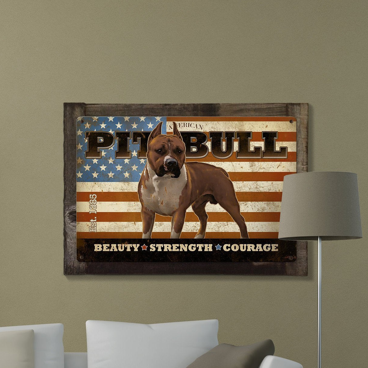 American Pit Bull,  Dog, METAL Sign, Optional Reclaimed BarnWood Frame, American Steel, Wall Decor, Wall Art, Vintage