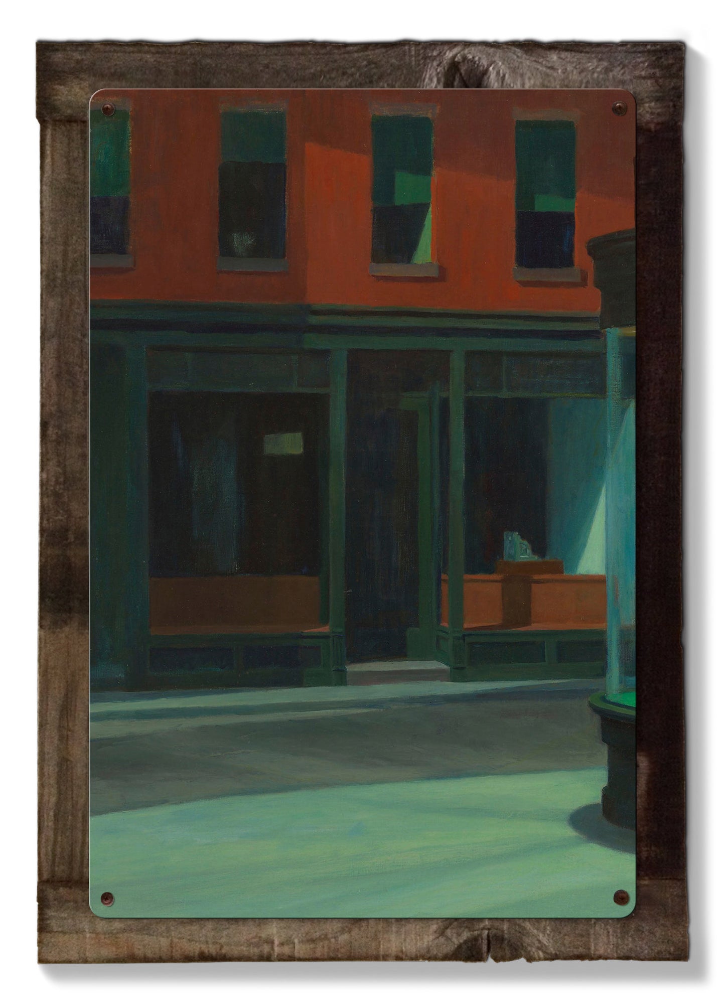 Nighthawks, Edward Hopper, Triptych METAL Sign, Travel, Wall Decor, Globe Wall Art , Optional Reclaimed Barn Wood Frame