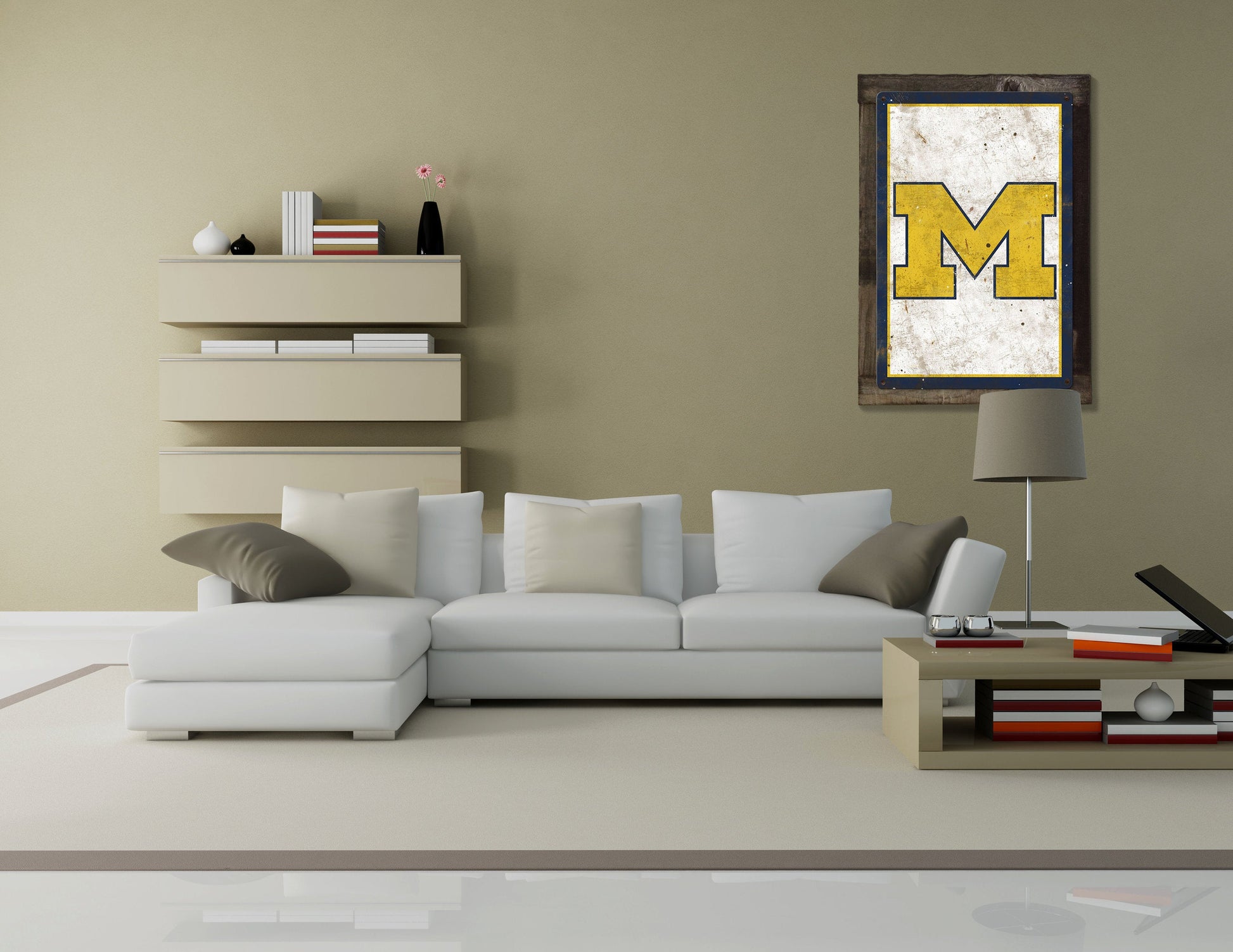 Michigan Wolverines, Wall Art, Rustic Metal Sign, Optional Rustic Wood Frame, College Teams, Mascots, and Sports